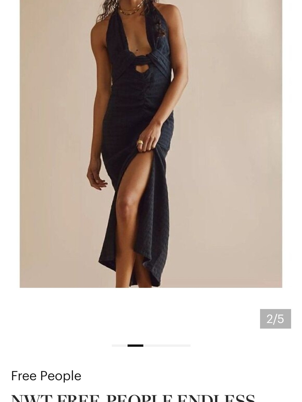 Free People Black Halter High-Low Maxi Dress